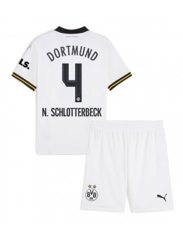 Borussia Dortmund Nico Schlotterbeck #4 Ausweichtrikot für Kinder 2024-25 Kurzarm (+ Kurze Hosen)